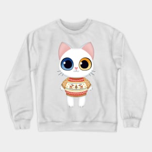 Holiday White Kitten Crewneck Sweatshirt